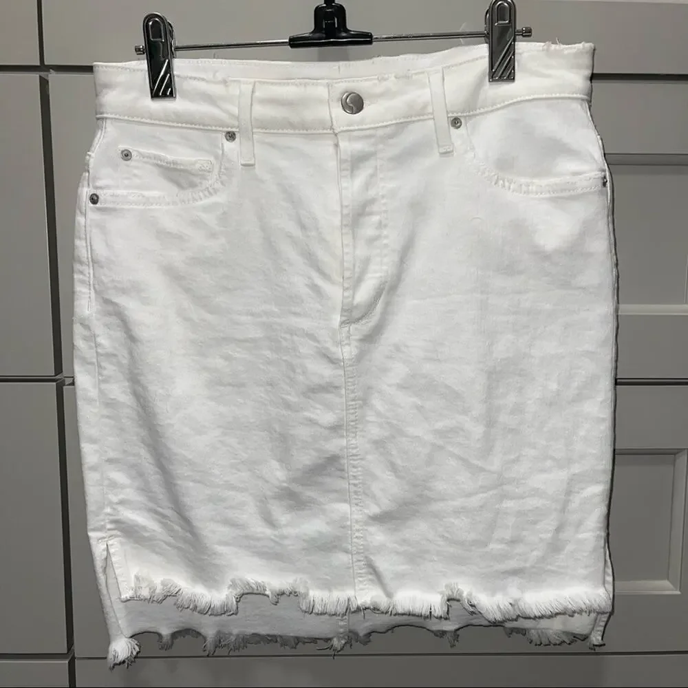 Joe’s Jeans Joy White Frayed Step Hem Denim Mini Skirt 26